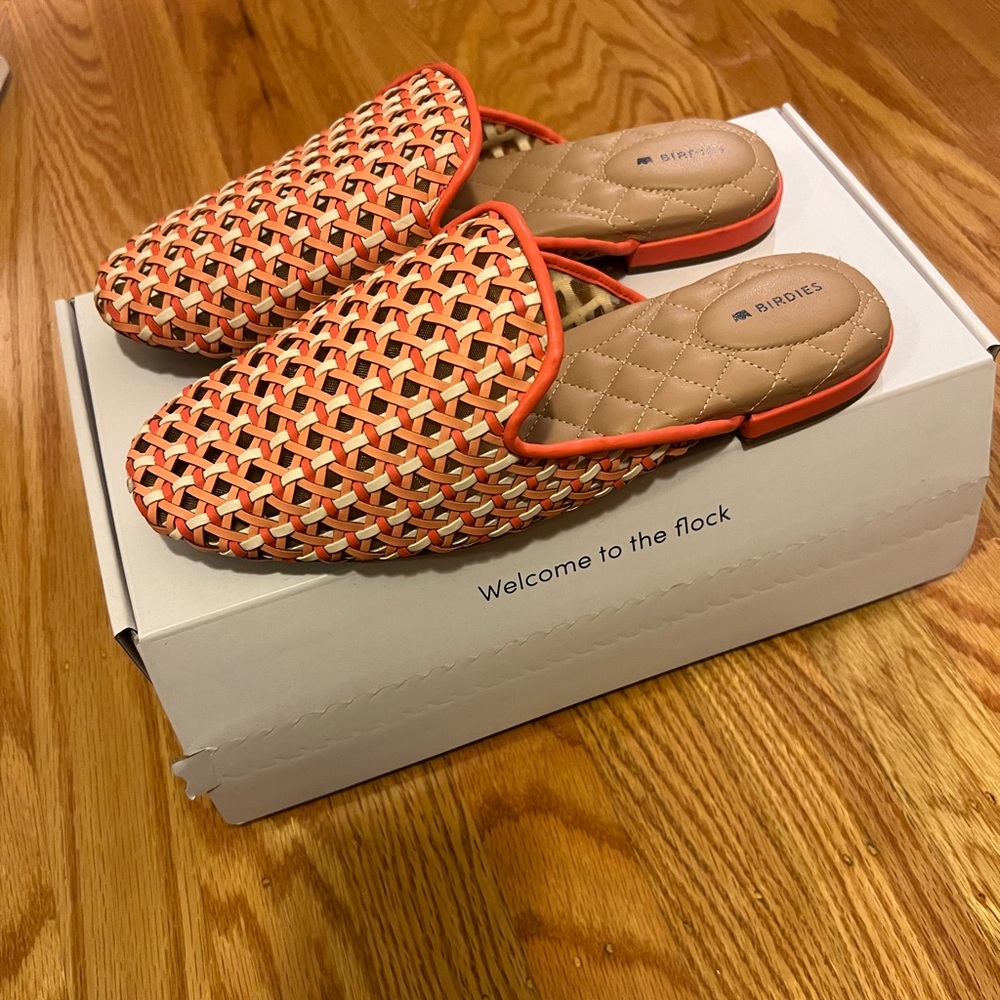 Coral Woven Flat Mules